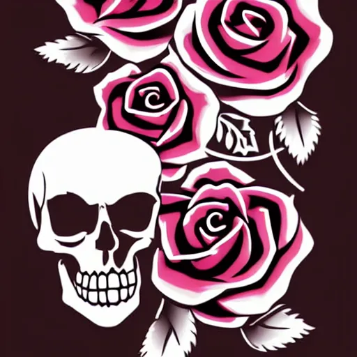 Image similar to rose n skull tattoo vector art