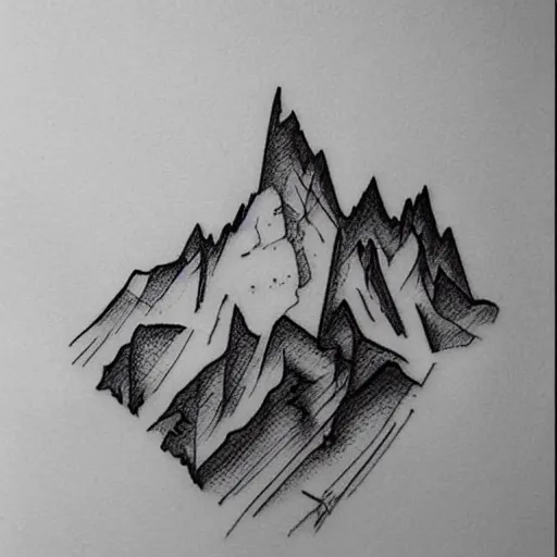 Image similar to megan fox as beautiful mountains, double exposure effect, medium sized tattoo sketch, amazing detail, trending on pinterest, in the style of tim tadder