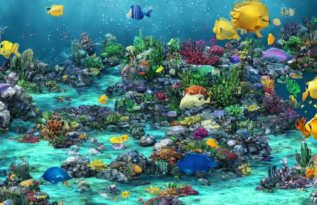 Image similar to montreal!! underwater! realistic! high details!!