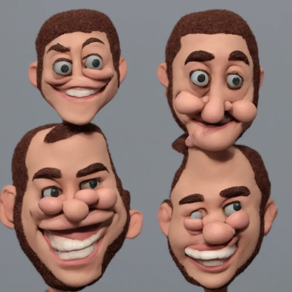 Prompt: very detailed claymation devin montes smiling cartoon head shot