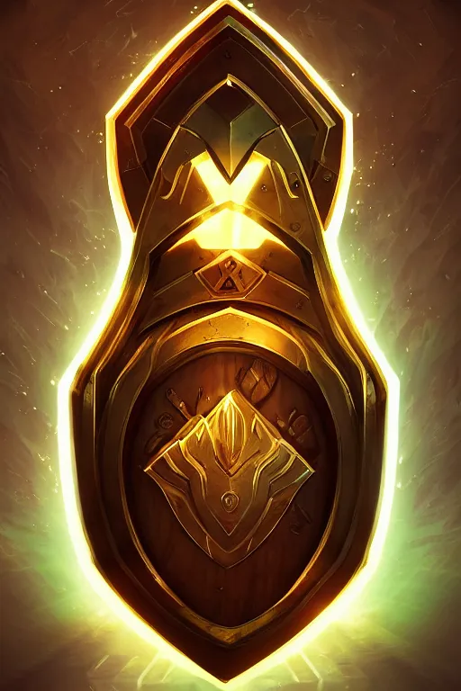 Image similar to shield fantasy epic legends game icon stylized digital illustration radiating a glowing aura global illumination ray tracing hdr fanart arstation by ian pesty and katarzyna da „ bek - chmiel