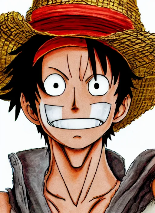 Image similar to a very detailed photograph of a luffy face, depth of field,
