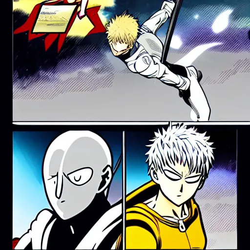 Prompt: a page from the one punch man webcomic by one, webcomic, best panel, action scene