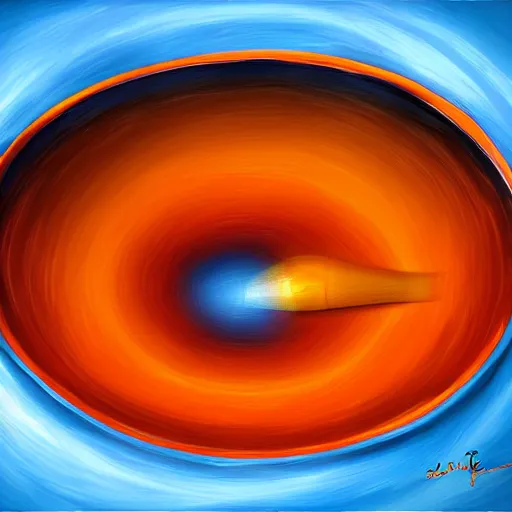 Image similar to boiling imagination in a bowl, ultra detailed, digital painting, dark blue, yellow, orange, red