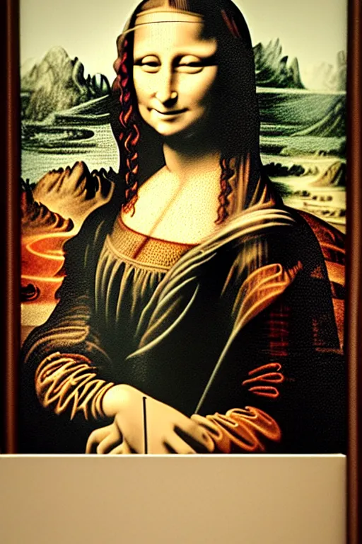 Prompt: mona lisa by banksy spray paint wall