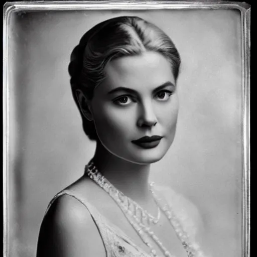 Image similar to victorian photograph of grace kelly, angelina jolie, 1 8 9 0 s photography, 1 9 0 0, photographed by burr mcintosh, grainy