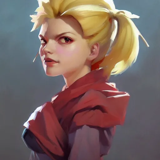 Image similar to greg manchess portrait painting of himiko toga as overwatch character, medium shot, asymmetrical, profile picture, organic painting, sunny day, matte painting, bold shapes, hard edges, street art, trending on artstation, by huang guangjian and gil elvgren and sachin teng