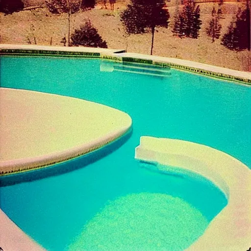 Image similar to Beautiful colored-photo cameraphone 2005 soft liminal Photograph of an infinite pool