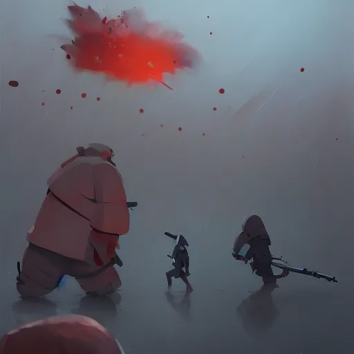 Image similar to goro fujita ilustration of a bloody battlefield, painting by goro fujita, sharp focus, highly detailed, artstation