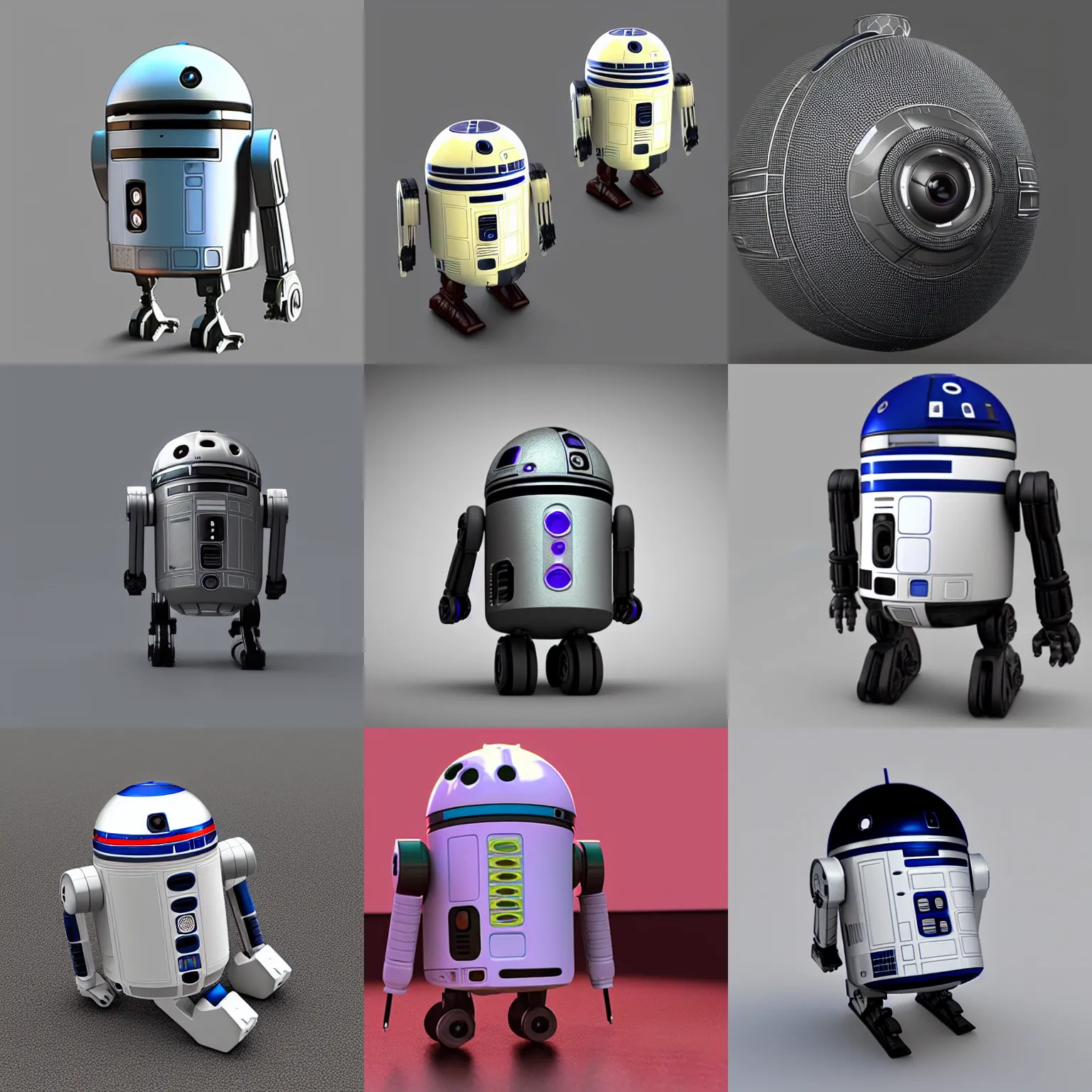 Prompt: droid's fancy design but made from blender - 8K with ray tracing