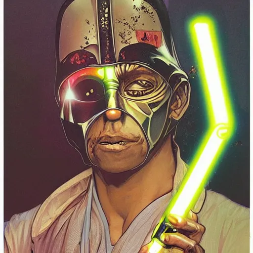 Image similar to crackhead darth vader smoking crack cocaine by mcfarlane, alphonse mucha, artgerm and greg rutkowski and magali villeneuve. drug addicts