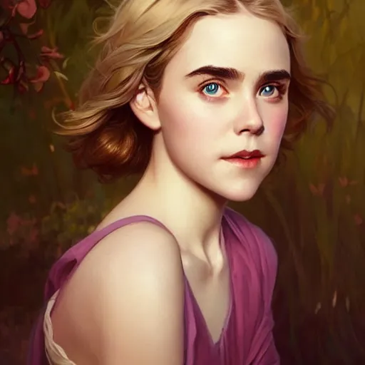 Image similar to beautiful natural Kiernan Shipka, intricate, elegant, highly detailed, digital painting, artstation, concept art, smooth, sharp focus, illustration, art by artgerm and greg rutkowski and alphonse mucha and loish and WLOP