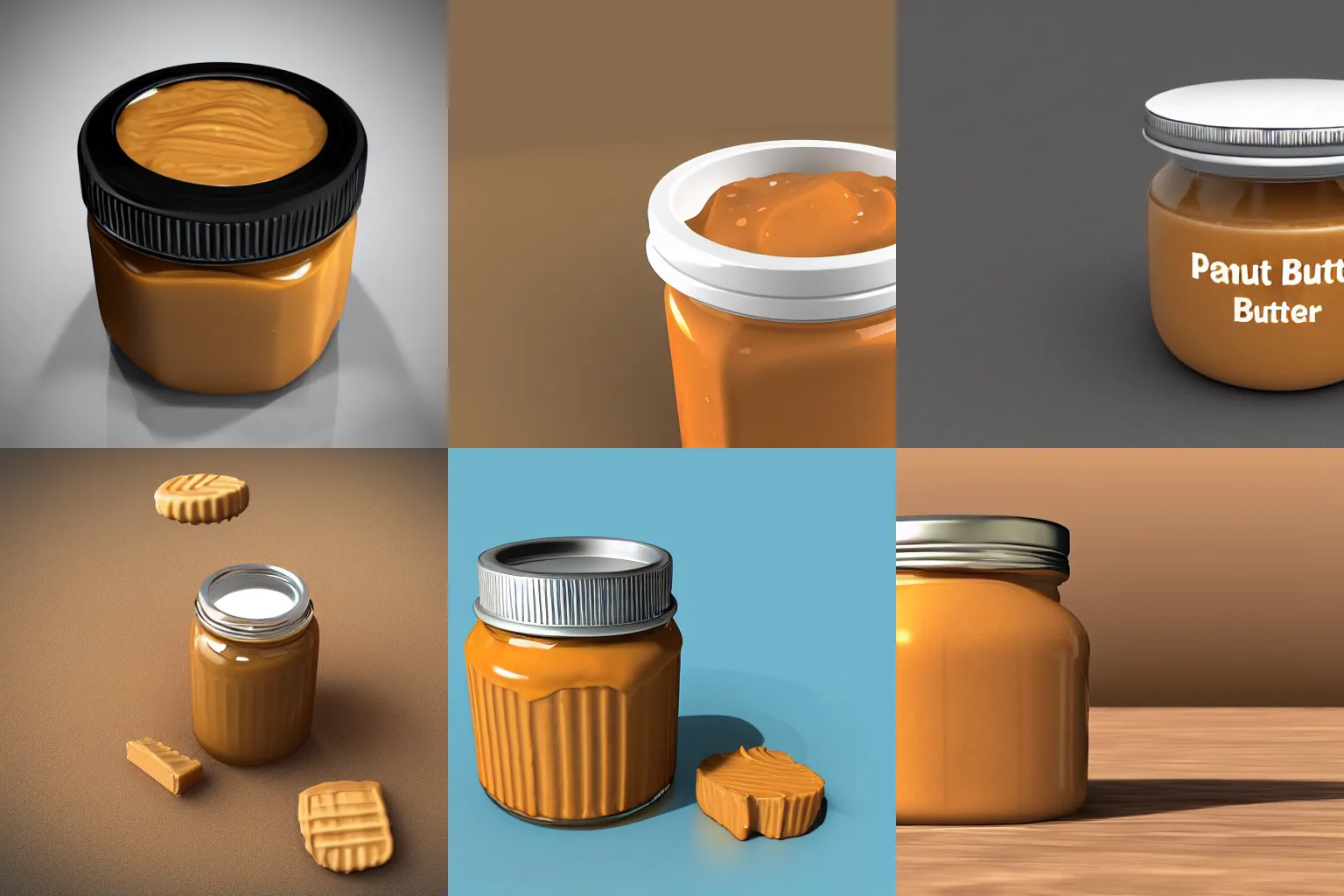 Prompt: 3d peanut butter jar render blender