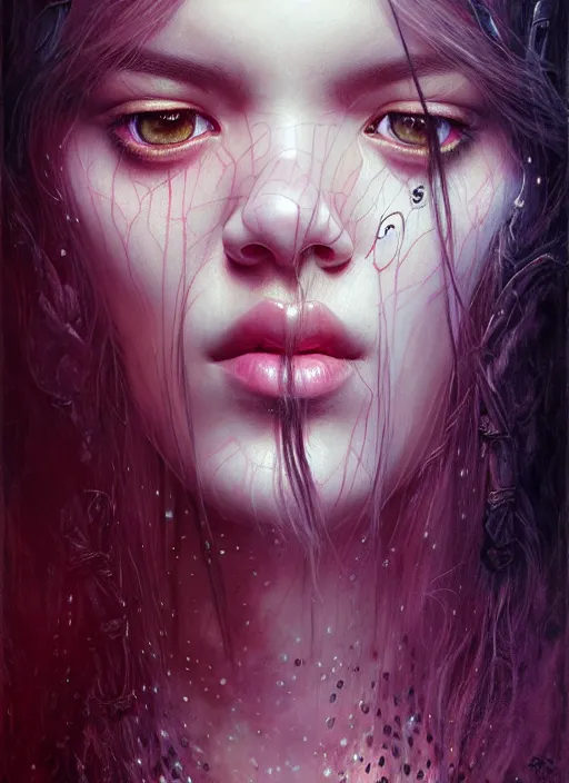 Prompt: jossi of blackpink, king, tarot card, highly detailed, digital painting, smooth, sharp focus, illustration, ultra realistic, unreal engine, 8 k, art by karol bak and agnes cecile