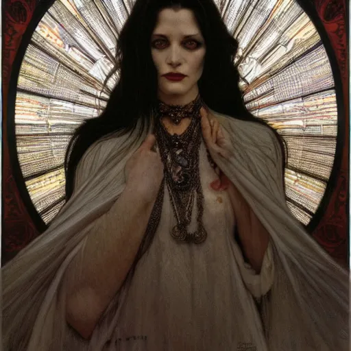 Prompt: portrait of a queen vampire, 35mm, 1920', depth of field, ominous, sharp, photorealistic, realistic, high definition, 8k, deviantart, donato giancola, irwin penn, Alphonse Mucha