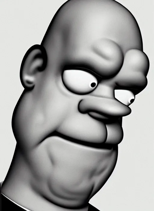 Image similar to Homer Simpson as a real person portrait, photograph, photo realism, detailed, 8k, hyper realism, alive, human