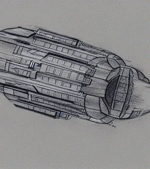 Image similar to a pencil drawing of a spaceship. concept art, blueprint. - w 7 0 0