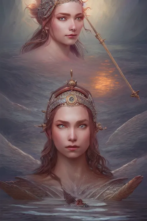 Image similar to goddess of lake, highly detailed, d & d, fantasy, highly detailed, digital painting, trending on artstation, concept art, sharp focus, illustration, art by artgerm and greg rutkowski and fuji choko and viktoria gavrilenko and hoang lap