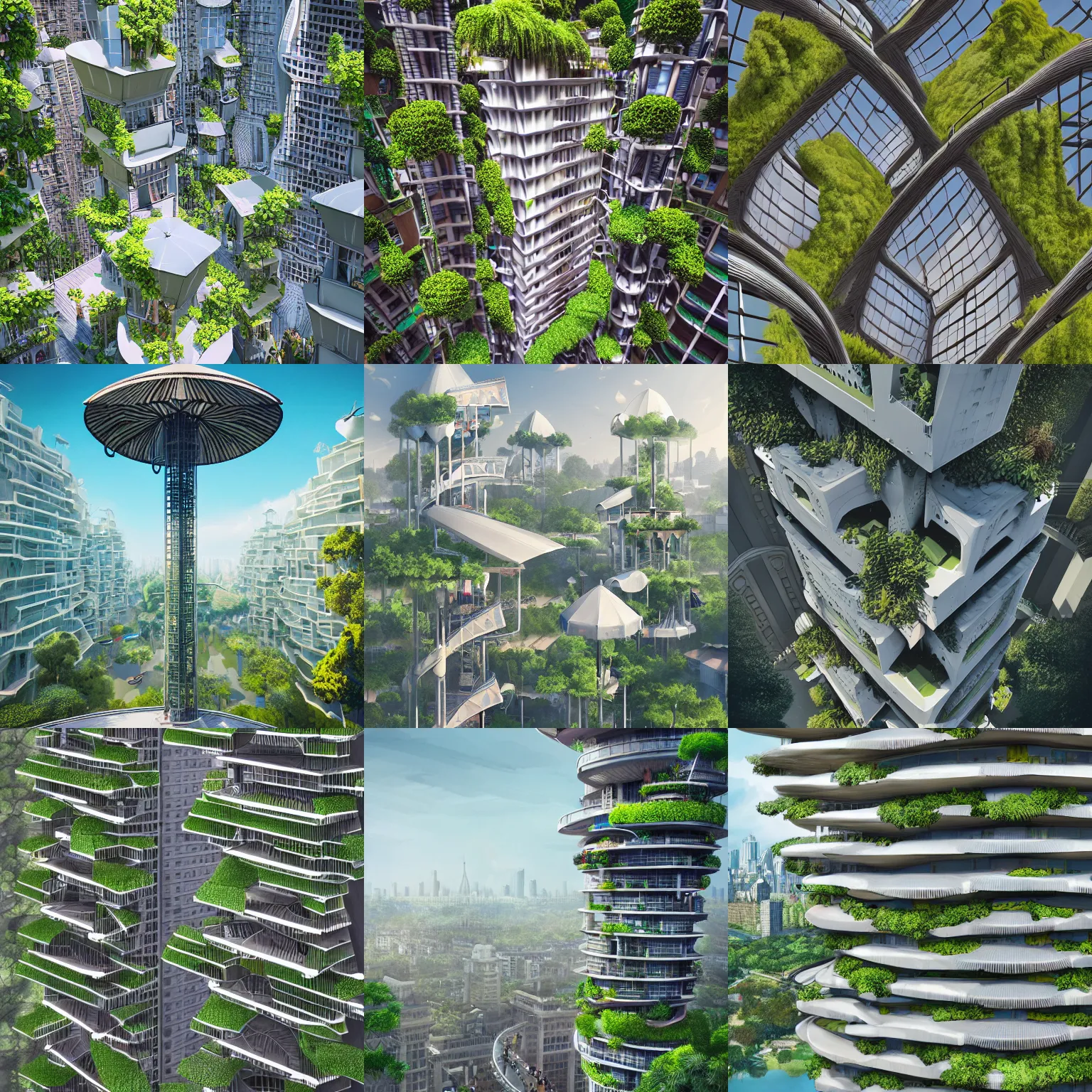 prompthunt: Sunrise over solarpunk city, vines, many trees and plants,  futuristic flying vehicles and drones, archdaily, architectural digest,  busy streets filled with people, sun rays, colorful blooming flowers,  vertical gardens, utopia, beautiful