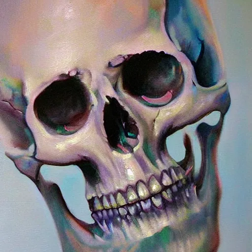 Prompt: oil painting skulls and tears detailed kristen margiotta photo