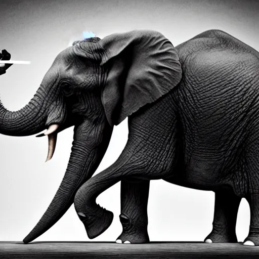 Image similar to An elephant dreaming of a career as a stock broker