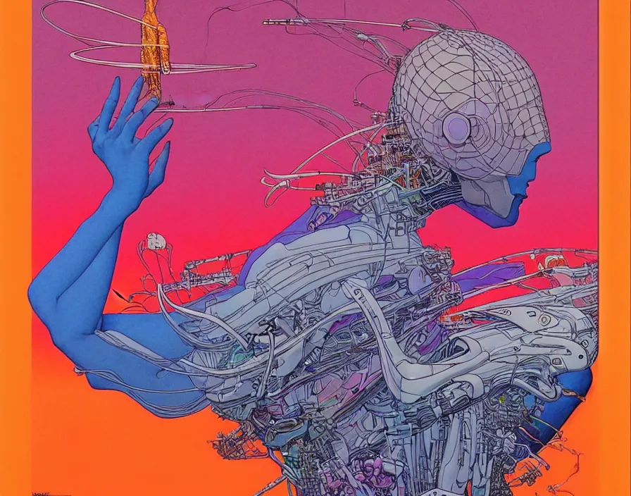 Image similar to ( ( ( ( the end ) ) ) ) by mœbius!!!!!!!!!!!!!!!!!!!!!!!!!!!, overdetailed art, colorful, artistic record jacket design