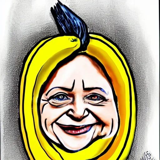 Image similar to angela merkel as a banana, caricature