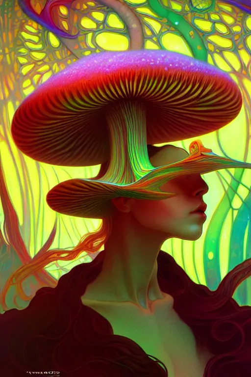 Image similar to psychedelic mushroom, highly detailed, digital painting, artstation, sharp focus, illustration, art by tan zi and ayanamikodon and alphonse mucha and wlop