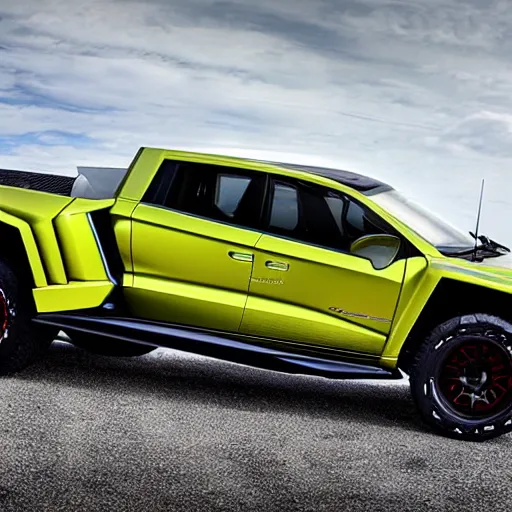 Prompt: a Lamborghini pickup truck