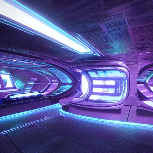 Image similar to alien ship shop, futuristic, holographic, 8k