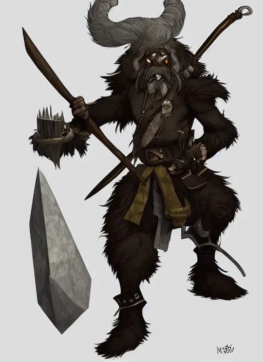 Image similar to bugbear ranger, black beard, dungeons and dragons, hunters gear, character design on white background, by makoto shinkai