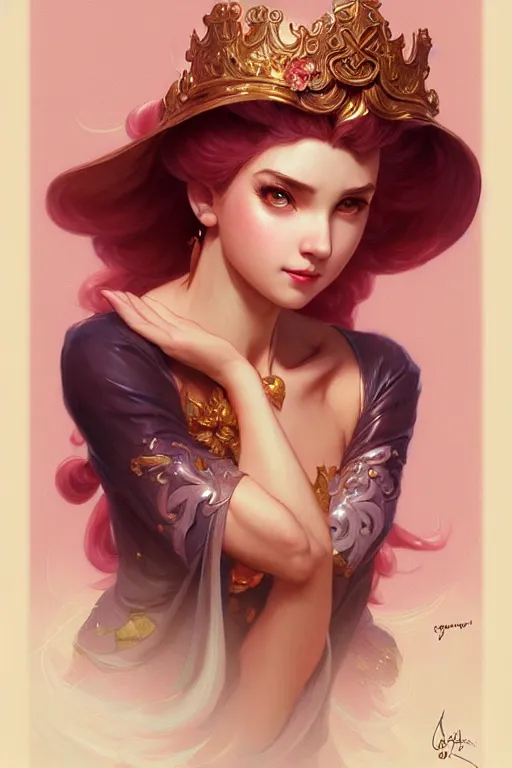 Image similar to Princess Peach, fantasy, intricate, elegant, highly detailed, digital painting, artstation, concept art, matte, sharp focus, illustration, art by Artgerm and Greg Rutkowski and Alphonse Mucha