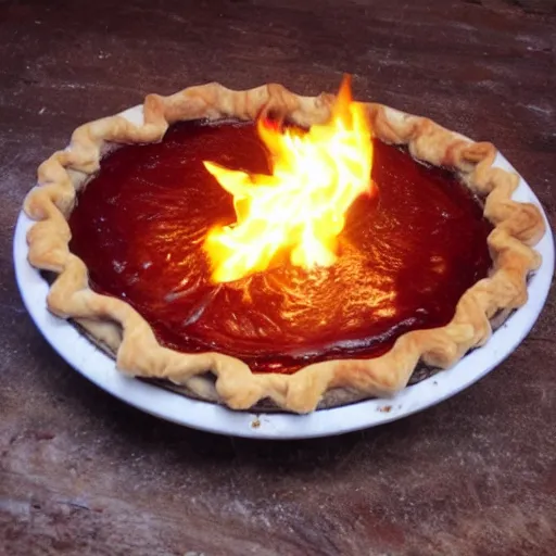 Image similar to pie on fire