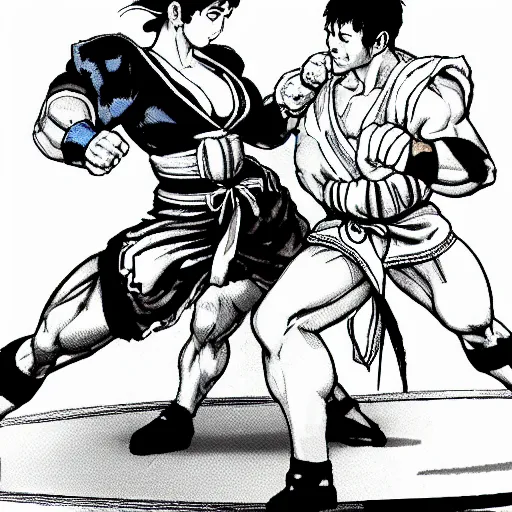 Image similar to chun li fighting ryu in street fighter 2 turbo