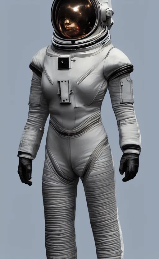 Image similar to highly detailed, high resolution, character design art, stunning, volumetric lightning, realistic tools, space force style, matte, sharp focus, 150mm, illustration, artstation, by kuvshinov ilya, realistic human anatomy, simple design, realistic old astronaut suit, realistic military gear, realistic guns