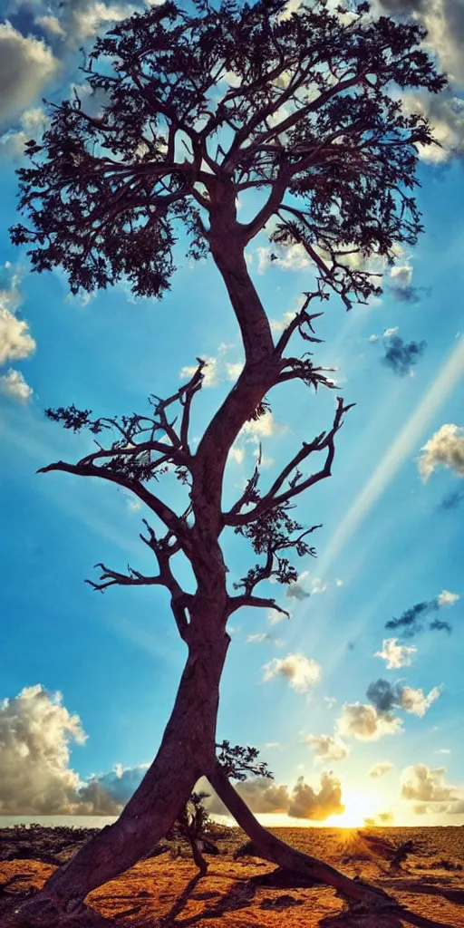 Image similar to Aruba iconic Divi tree beautiful sun rays award winning photo