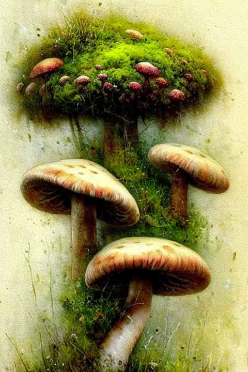 Prompt: soft texture muted saturation!!!!!!!!!!! ( ( ( ( painterly giant flowers, giant mushrooms, moss granular dripping running. ) ) ) ) ) by jean baptiste monge!!!!!!!!!!!!!!!!!!!!!!!!!!!!!!