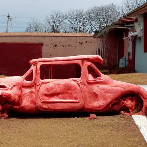 Image similar to car made of red flesh