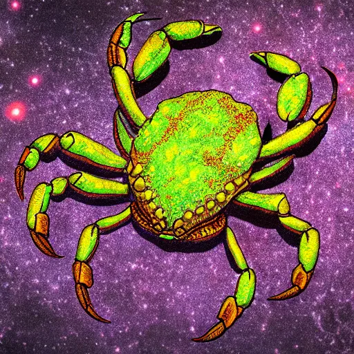 Prompt: crab god, cosmic horror entity, digital art hd