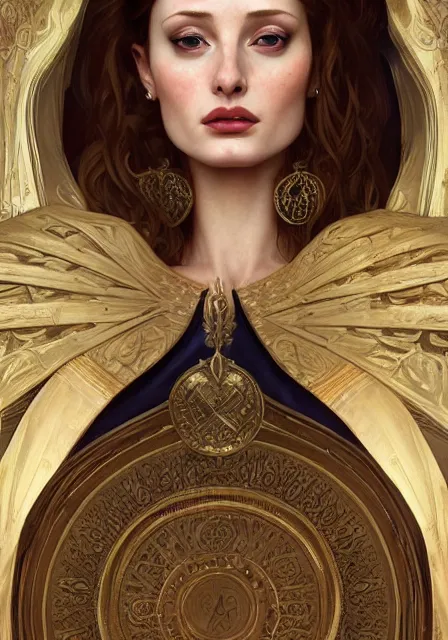 Prompt: sansa angeline jolie gessica chastain mummy cleopatra, intricate, elegant, highly detailed, digital painting, artstation, concept art, smooth, sharp focus, illustration, art by artgerm and greg rutkowski and alphonse mucha and william - adolphe bouguereau