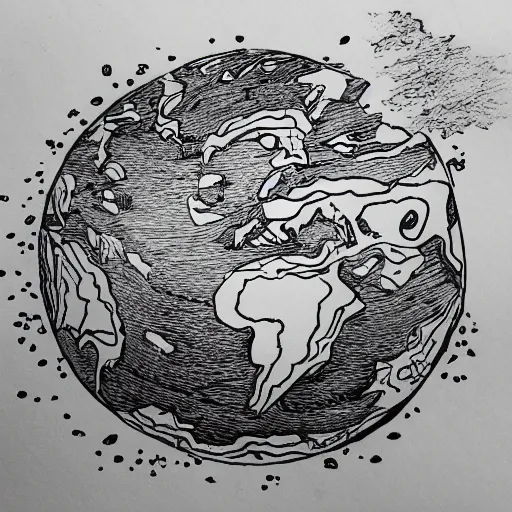 Prompt: intricate ink drawing of planet earth, trending on artstation