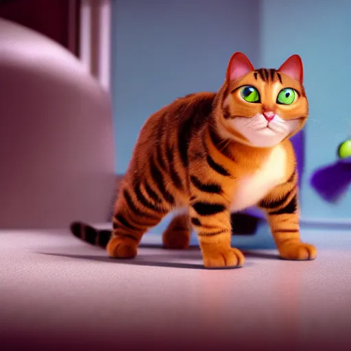 Prompt: a confused pixar cat, octane render