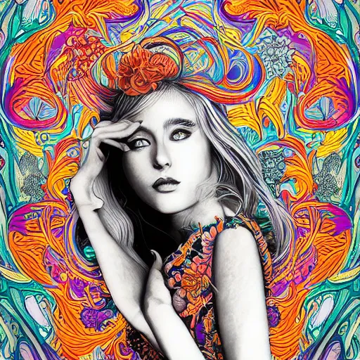 Image similar to a portrait of an incredibly beautiful, colorful, graceful, elegant, and sophisticated young blonde girl made of garlic, an ultrafine detailed illustration by james jean, intricate linework, bright colors, final fantasy, behance contest winner, vanitas, angular, altermodern, unreal engine 5 highly rendered, global illumination, radiant light, detailed and intricate environment