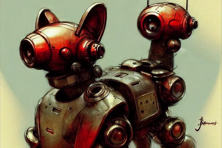 Image similar to adventurer ( ( ( ( ( 1 9 5 0 s retro future robot android dog. muted colors. ) ) ) ) ) by jean baptiste monge!!!!!!!!!!!!!!!!!!!!!!!!! chrome red