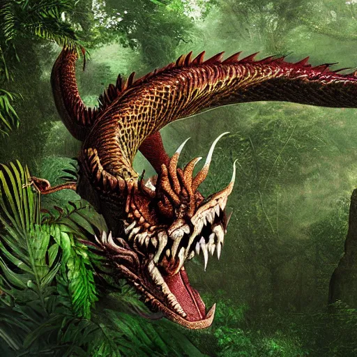 Image similar to a jungle dragon, photorealistic hd image