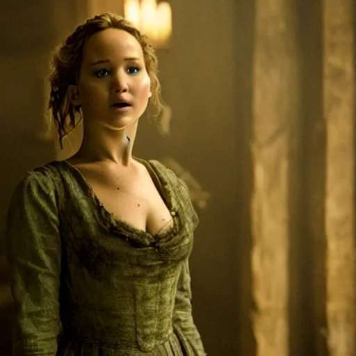 Image similar to jennifer lawrence is the monster, still from the movie mary shelley's frankenstein