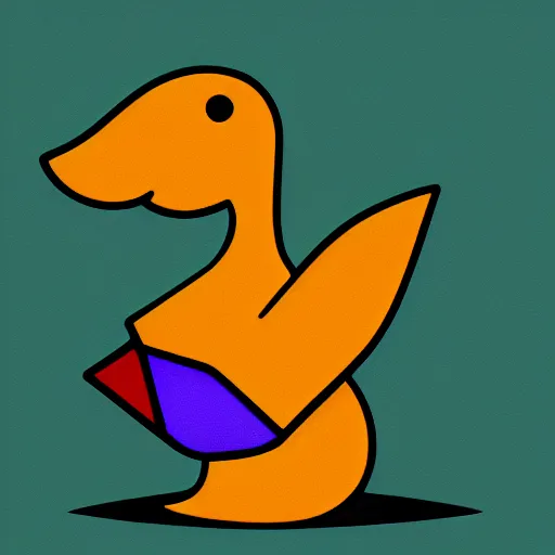 Image similar to icon of a duckrabbit, half duck half bunny, flat color, teal background