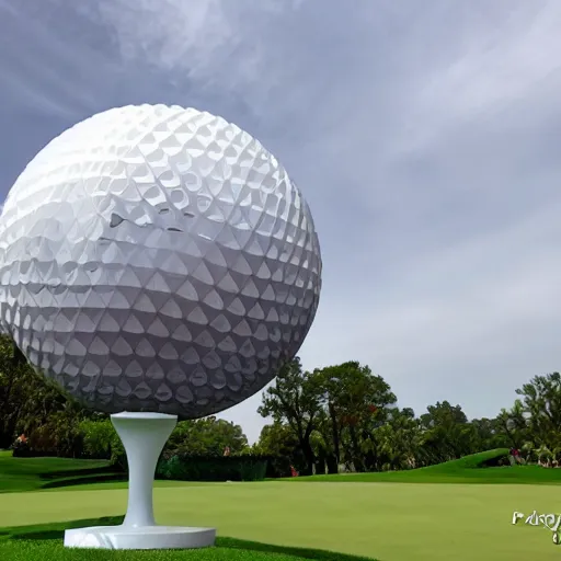 Prompt: playing golf using epcot as the ball in real life, highly detailed, extremely high resolution, ultra realistic