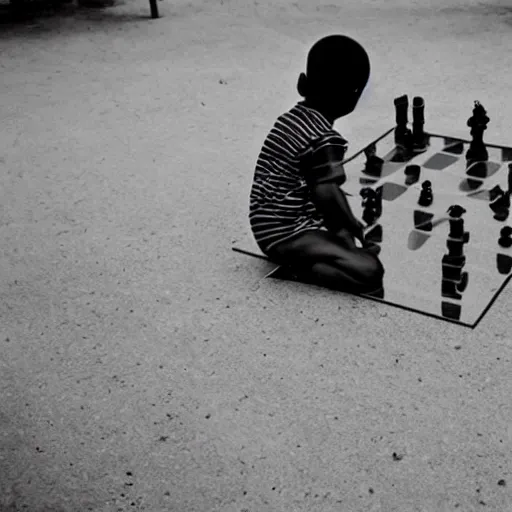 Prompt: a 2 Year Old Human Baby playing chess, national geographic photo