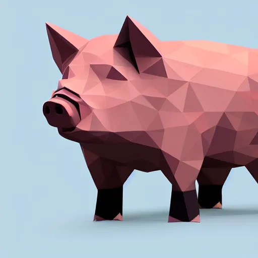 Image similar to low poly pig, isometric view, blank background